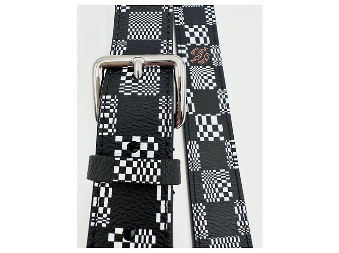 Louis Vuitton Tracolla Nigo X Virgil Abloh damier distorted Nero Bianco - vista 5