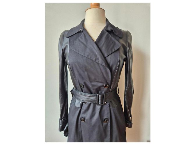 Trench negro, cuero Paule Ka - vista 2