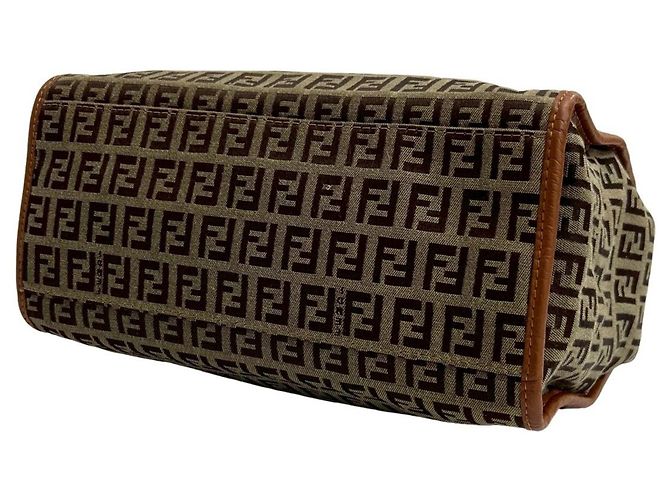 Bolsa de mão em lona e couro com logo FF Zucchino da Fendi - vista 8