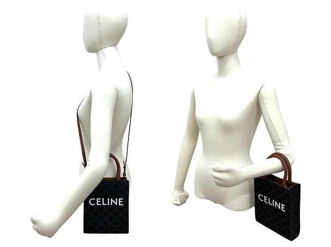 Céline CELINE Vertikaler Cabas Mini Leder 2-Wege-Handtasche Braun - Ansicht 2
