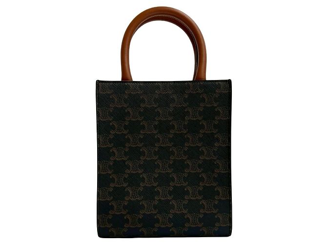 Céline CELINE Vertikaler Cabas Mini Leder 2-Wege-Handtasche Braun - Ansicht 3