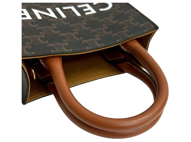 Céline CELINE Vertikaler Cabas Mini Leder 2-Wege-Handtasche Braun - Ansicht 4