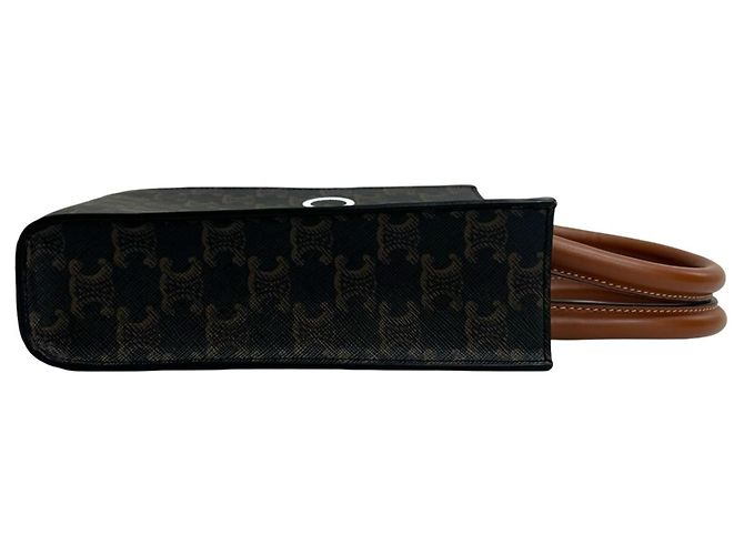 Céline CELINE Vertikaler Cabas Mini Leder 2-Wege-Handtasche Braun - Ansicht 6