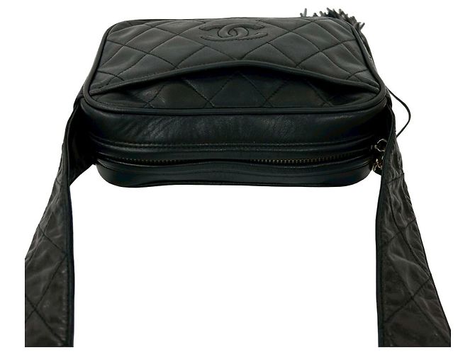 Mini borsa a spalla con frange Matelassé Coco Mark di Chanel Nero - vista 4