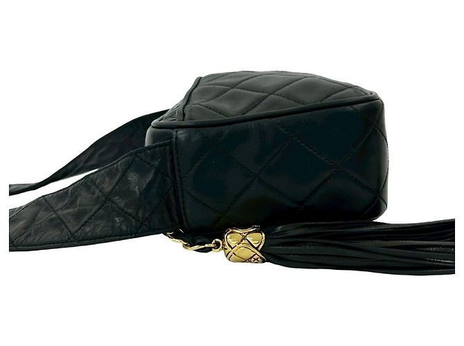 Mini borsa a spalla con frange Matelassé Coco Mark di Chanel Nero - vista 5