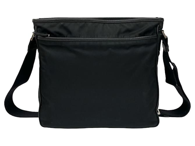 Bolsa de nylon e couro Saffiano com logo triangular Prada Preto - vista 3