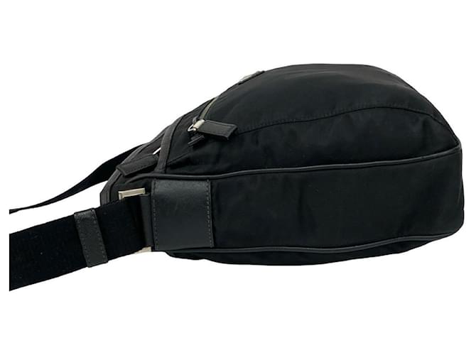 Bolsa de nylon e couro Saffiano com logo triangular Prada Preto - vista 5