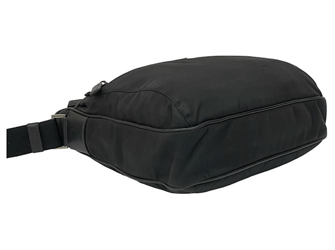Bolsa de nylon e couro Saffiano com logo triangular Prada Preto - vista 7