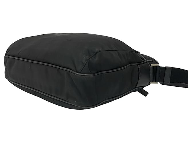 Bolsa de nylon e couro Saffiano com logo triangular Prada Preto - vista 8