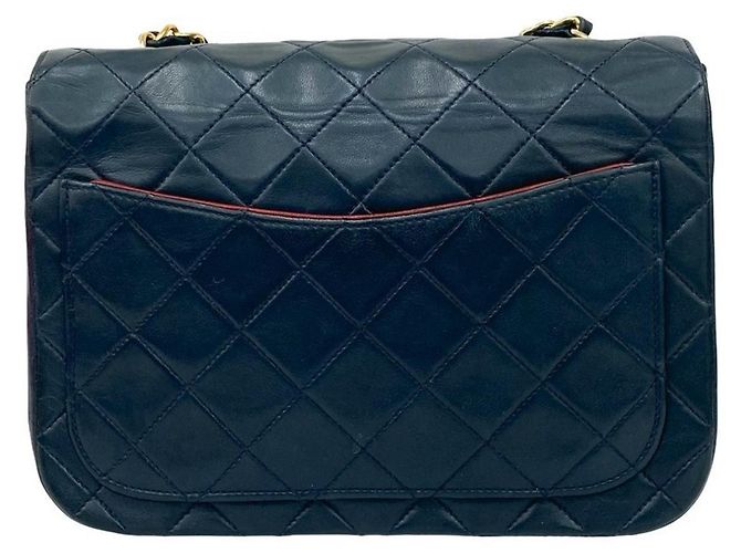 Borsa a Spalla Chanel Matelassé Coco Mark in Pelle di Agnello. Rosso Blu navy - vista 3