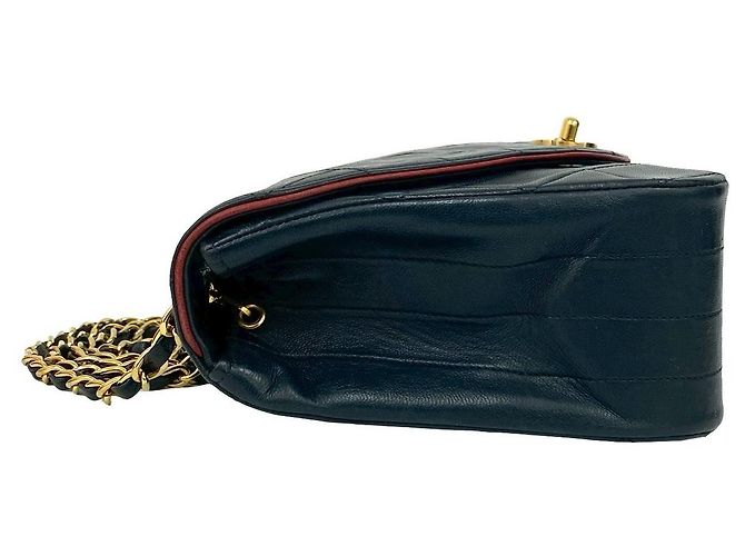 Borsa a Spalla Chanel Matelassé Coco Mark in Pelle di Agnello. Rosso Blu navy - vista 5