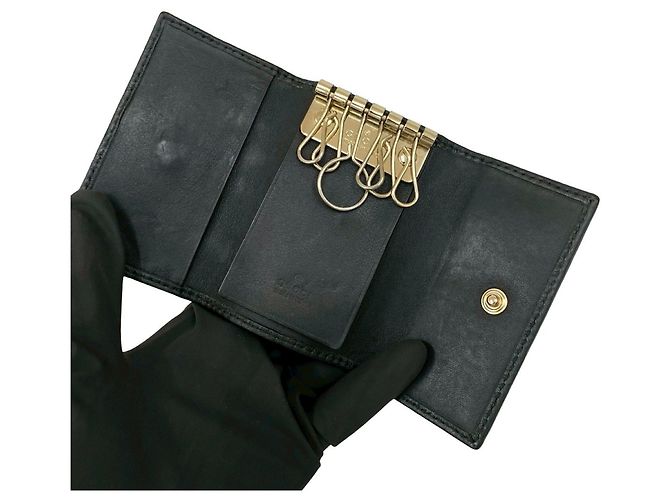 Llaveiro de cuero negro con logo GG Shima de Gucci - vista 7