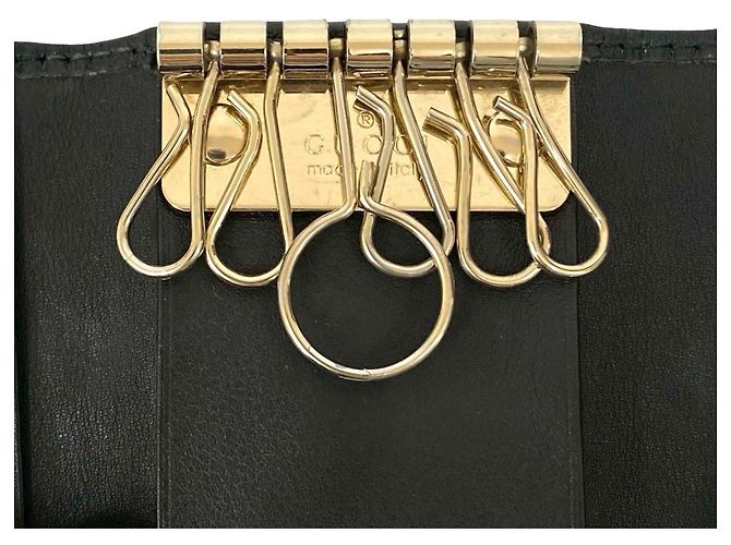 Llaveiro de cuero negro con logo GG Shima de Gucci - vista 8