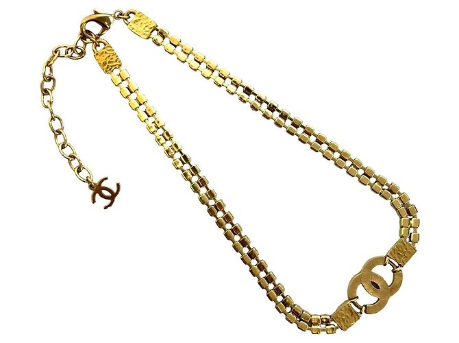 Collana choker Chanel Coco Mark in strass dorato e perle finte D'oro - vista 5