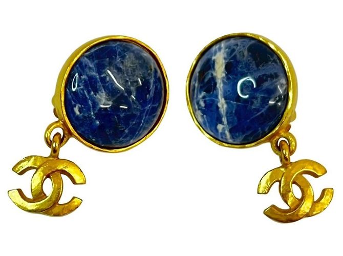 Orecchini GP in pietra marmorea Coco Mark di CHANEL Blu D'oro - vista 4
