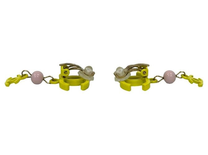 Clip-Ohrringe mit Coco Chanel-Motiv Pink Golden Gelb - Ansicht 3