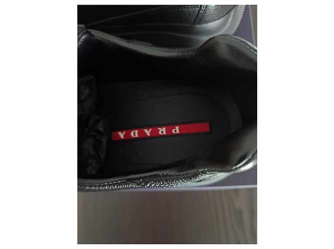 Sneakers Prada in Pelle Nera Nero - vista 11
