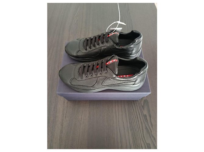 Sneakers Prada in Pelle Nera Nero - vista 2
