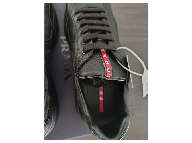 Sneakers Prada in Pelle Nera Nero - vista 3