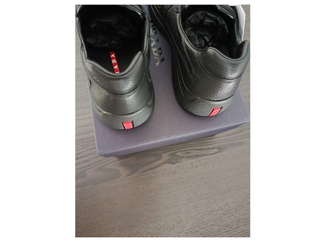 Sneakers Prada in Pelle Nera Nero - vista 4