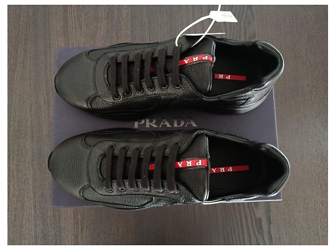 Sneakers Prada in Pelle Nera Nero - vista 6
