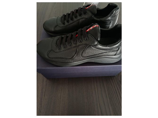 Sneakers Prada in Pelle Nera Nero - vista 7