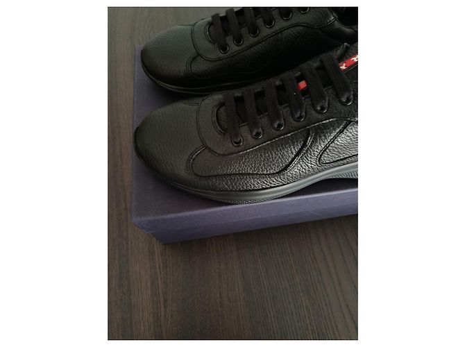 Sneakers Prada in Pelle Nera Nero - vista 8