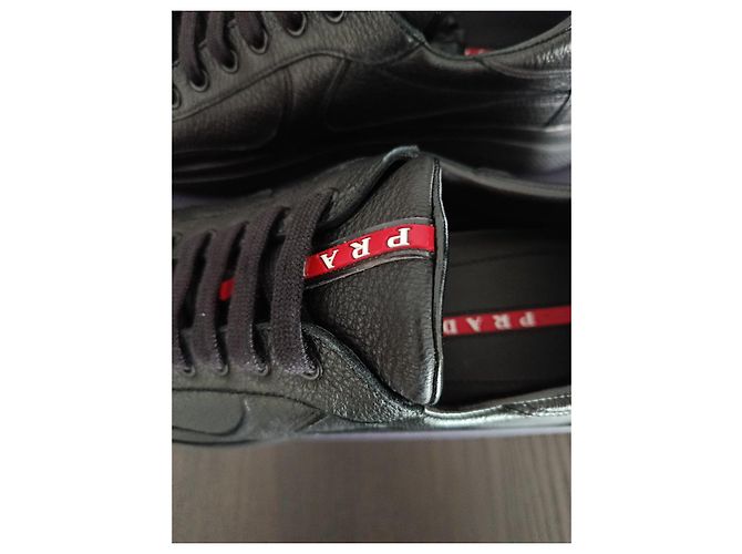 Sneakers Prada in Pelle Nera Nero - vista 9