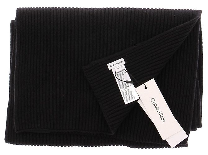 Calvin Klein Bufanda negra de algodón y cachemira Negro - vista 3