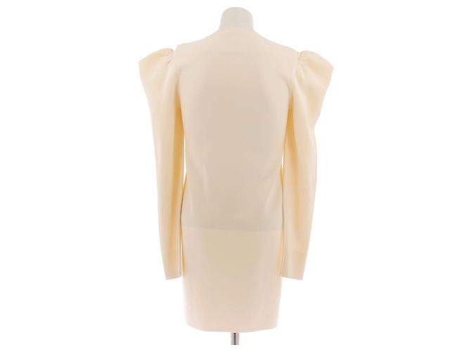 Max Mara Kleid mit Schulterpolstern in Ecru Beige - Ansicht 2