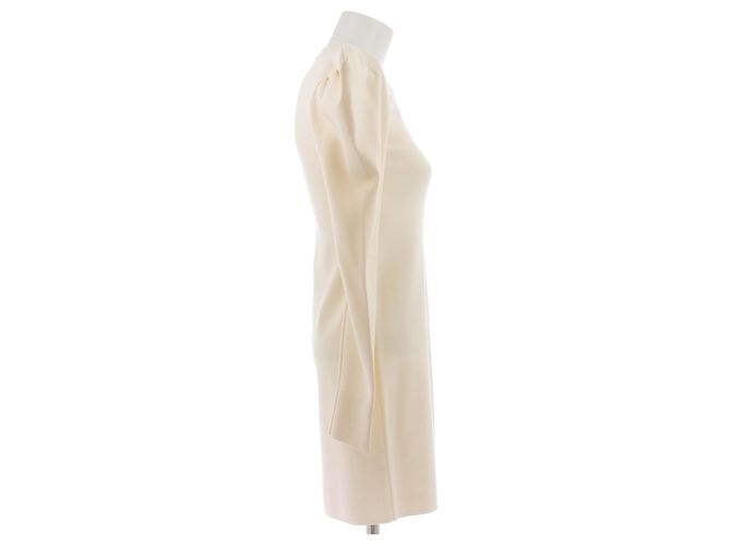 Max Mara Kleid mit Schulterpolstern in Ecru Beige - Ansicht 3