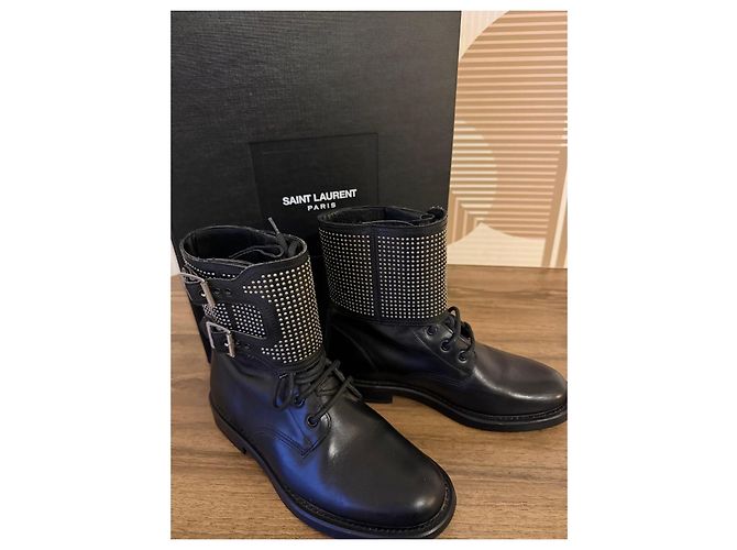 Botas de couro com studs Saint Laurent Preto - vista 2