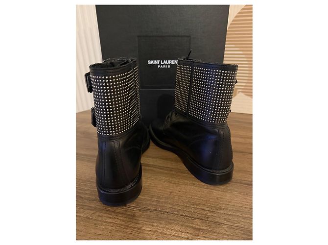 Botas de couro com studs Saint Laurent Preto - vista 6