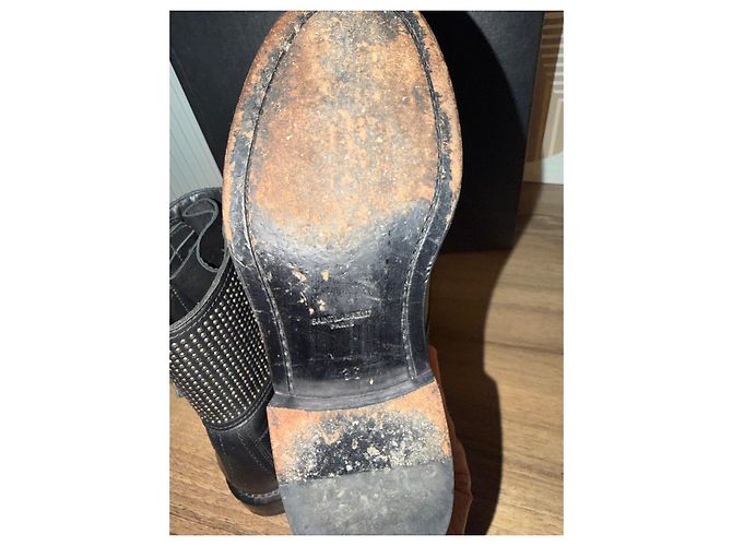 Botas de couro com studs Saint Laurent Preto - vista 7