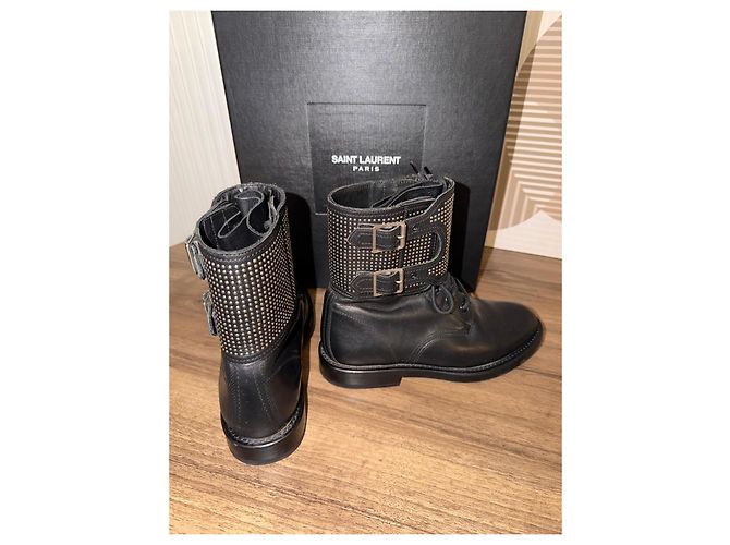 Botas de couro com studs Saint Laurent Preto - vista 8
