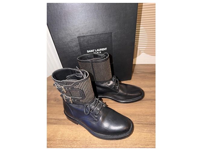 Botas de couro com studs Saint Laurent Preto - vista 9