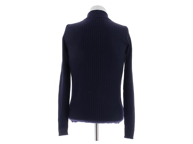 Courreges Marinefarbener Rollkragenpullover aus Wolle Marineblau - Ansicht 2