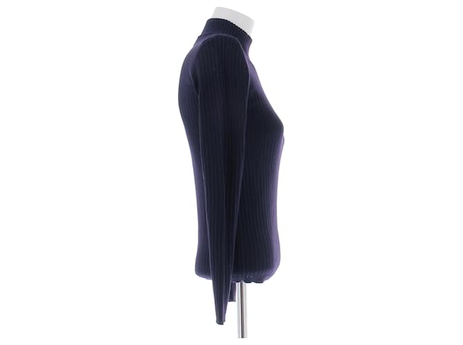 Courreges Marinefarbener Rollkragenpullover aus Wolle Marineblau - Ansicht 3