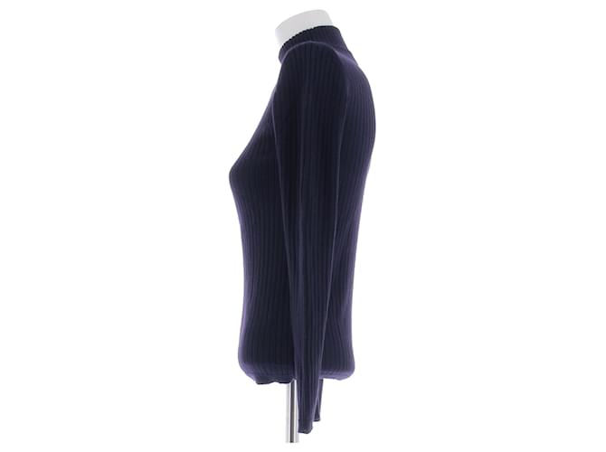 Courreges Marinefarbener Rollkragenpullover aus Wolle Marineblau - Ansicht 4