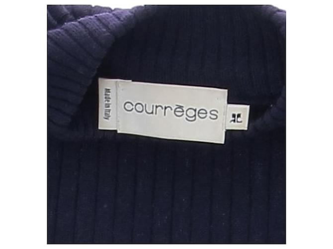Courreges Marinefarbener Rollkragenpullover aus Wolle Marineblau - Ansicht 6