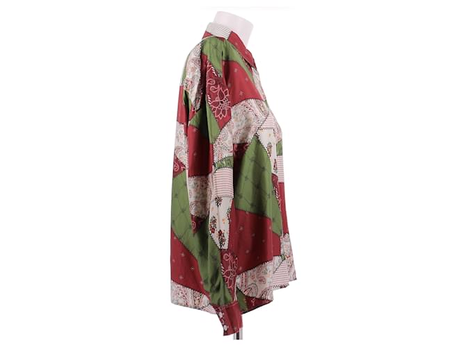 Autre Marque Camisa fluida patchwork de seda Multicolor - vista 3