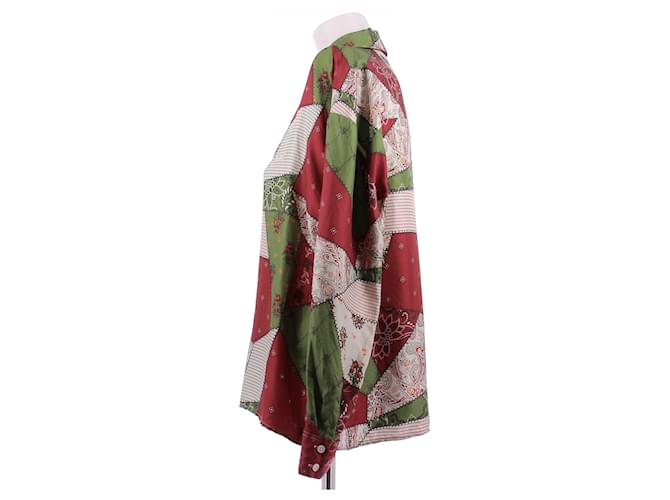 Autre Marque Camisa fluida patchwork de seda Multicolor - vista 4