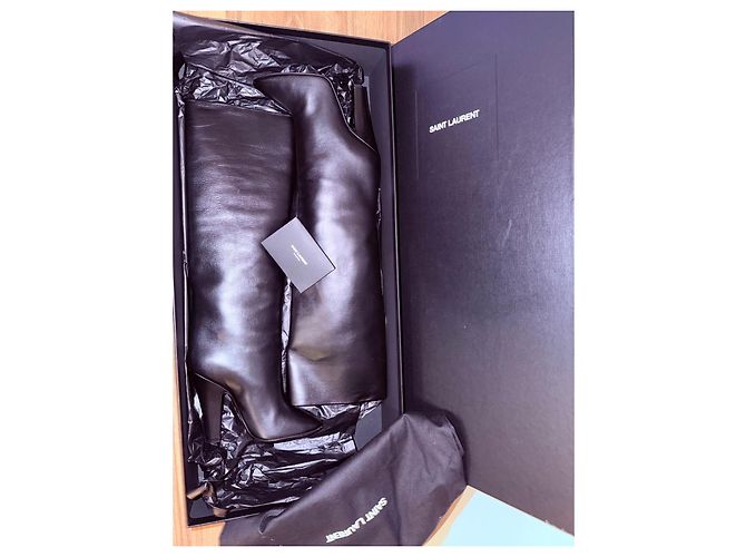 Botas altas de cuero Saint Laurent Negro - vista 11