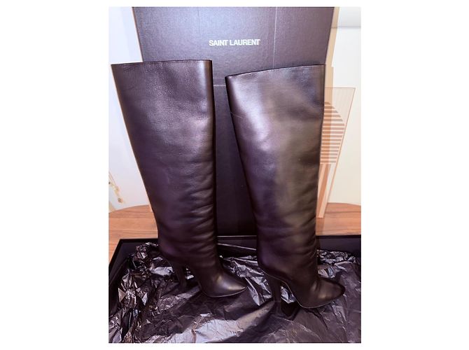 Botas altas de cuero Saint Laurent Negro - vista 3