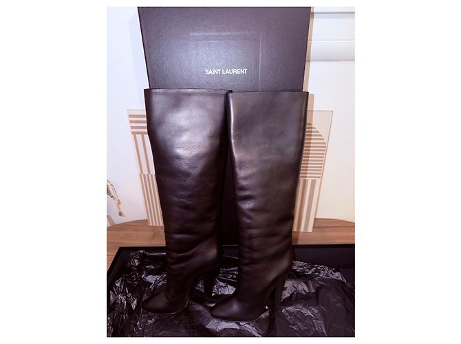 Botas altas de cuero Saint Laurent Negro - vista 4