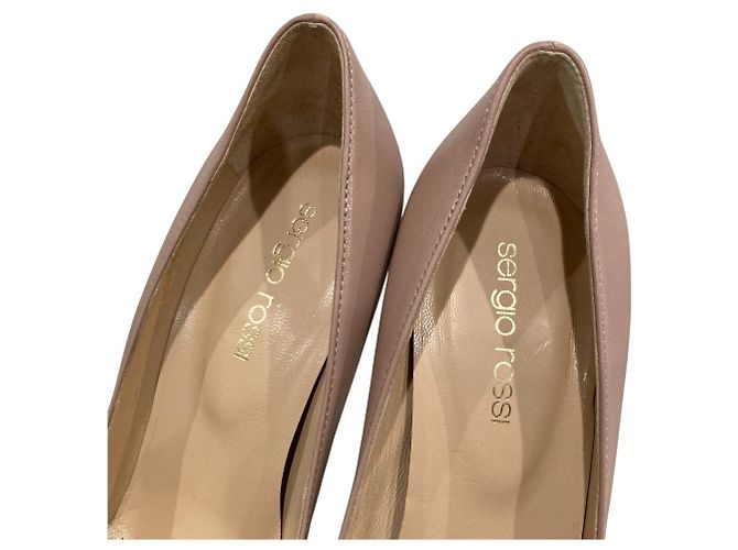 Autre Marque Décolleté in pelle Sergio Rossi Beige - vista 5