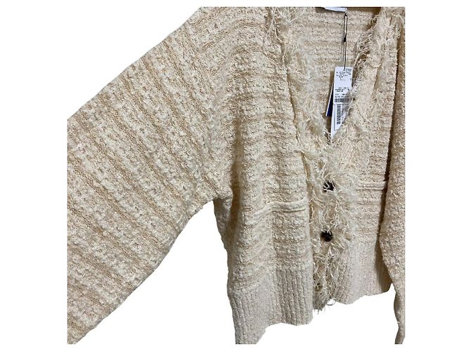 Autre Marque Chaqueta de tweed con flecos tres puntos Beige - vista 2
