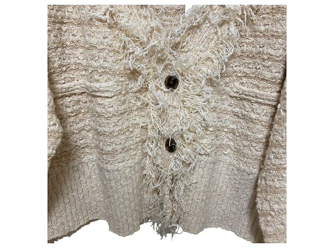 Autre Marque Chaqueta de tweed con flecos tres puntos Beige - vista 3