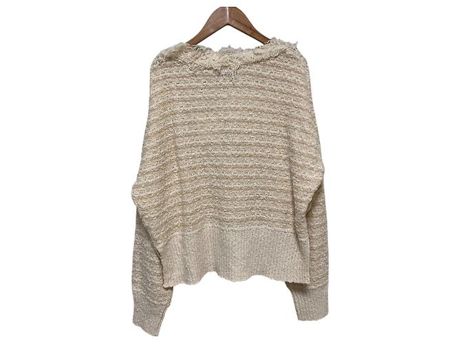 Autre Marque Chaqueta de tweed con flecos tres puntos Beige - vista 4