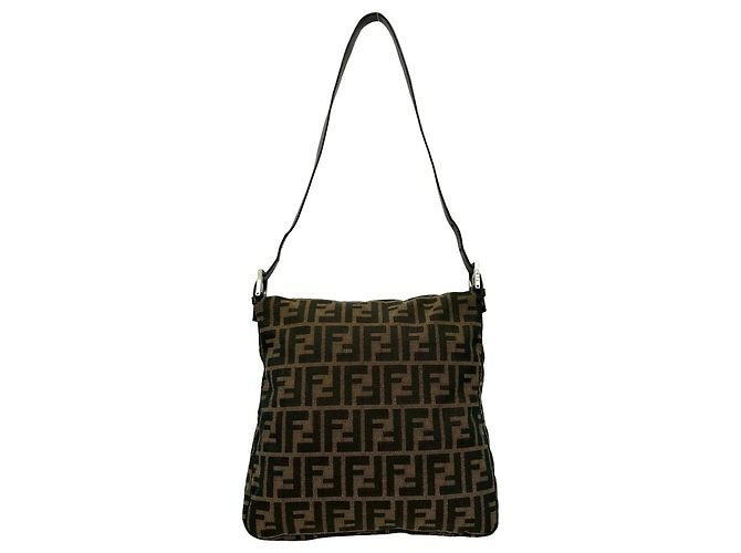 Zucca Borsa Mamma Bucket Semi-One Shoulder di Fendi Marrone - vista 3
